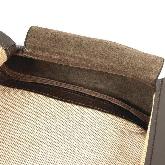 HERMES Equi Pouch Flap Bag Clutch bag Leather/Canvas Beige/Brown - Picture 14 of 15